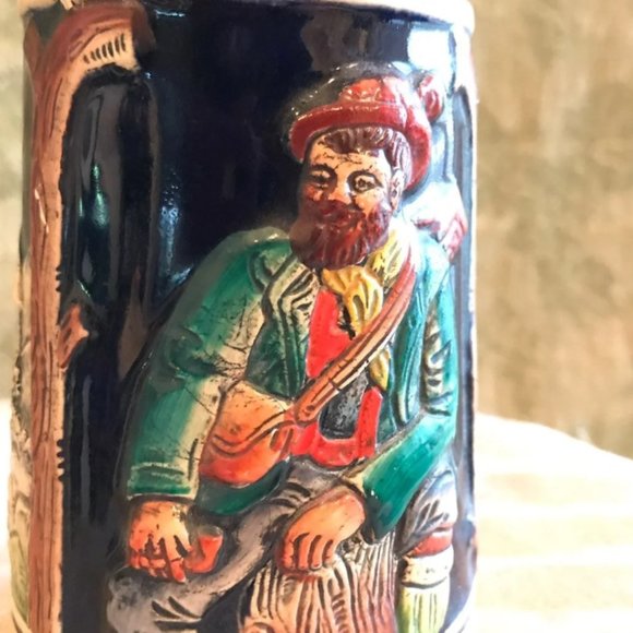 Beer Stein from West Germany - Ceramic Mug with Pewter Lid - Picture 8 of 8